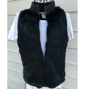 Black rabbit fur vest